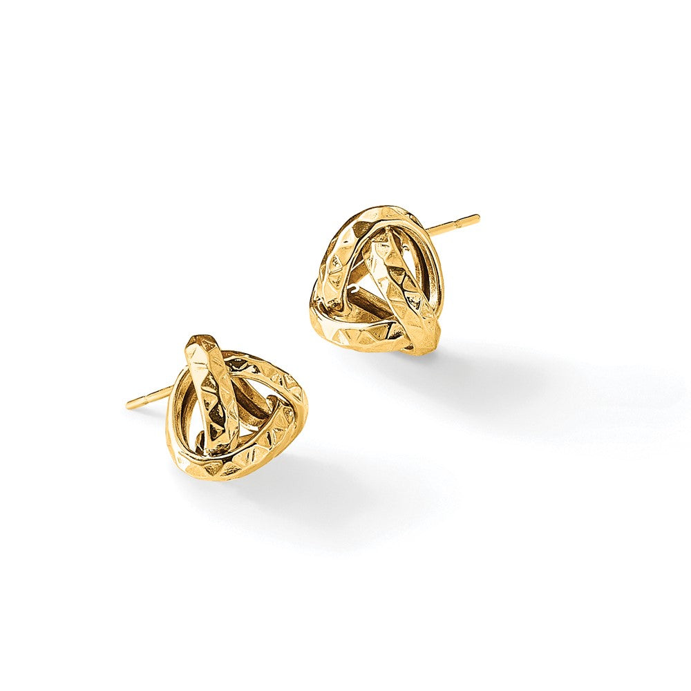 Leslie's 14K Polished and Diamond-cut Triangle Love Knot Post Earrings - Product Photo