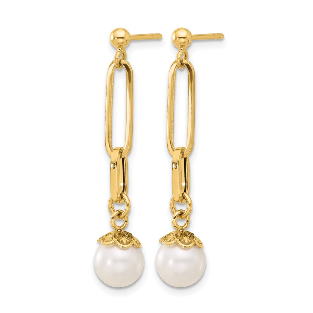 Leslie's 14K Polished Freshwater Cultured Pearl Post Dangle Earrings - Product Photo