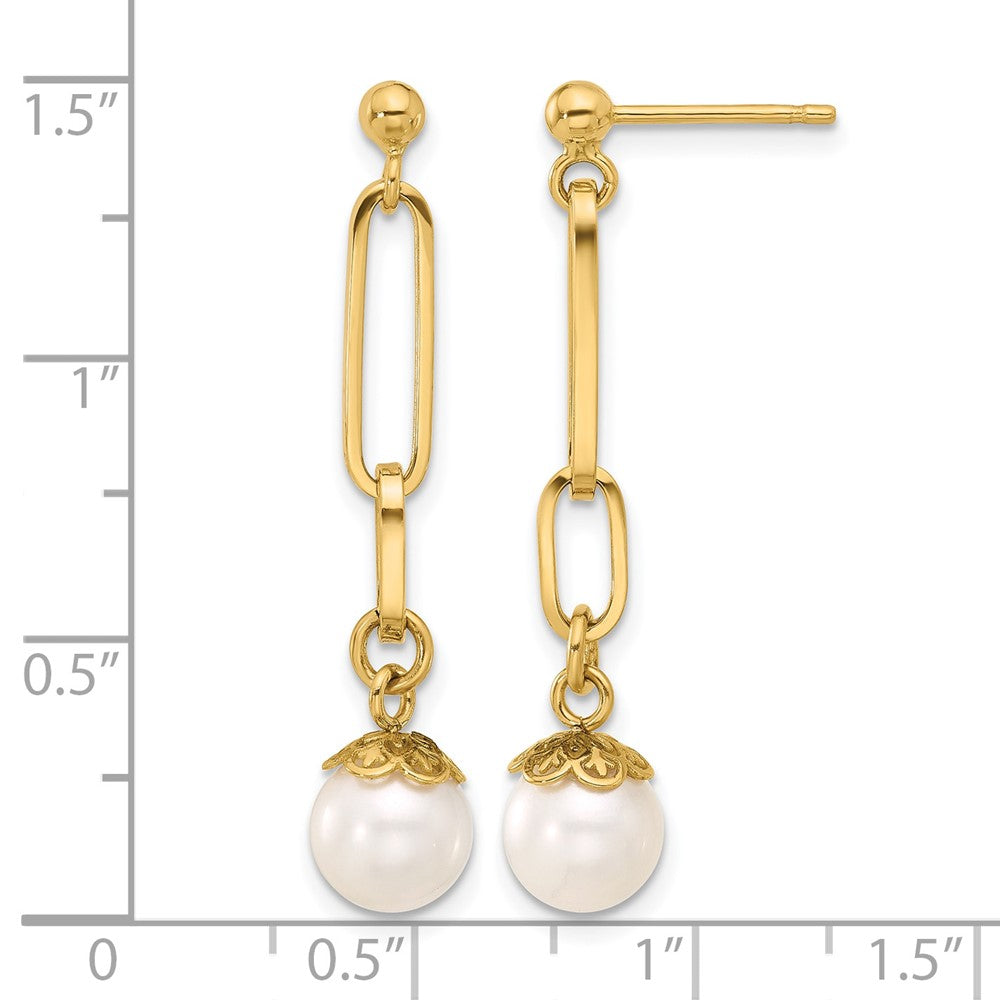 Leslie's 14K Polished Freshwater Cultured Pearl Post Dangle Earrings - Product Photo