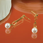 Leslie's 14K Polished Freshwater Cultured Pearl Post Dangle Earrings - Product Photo