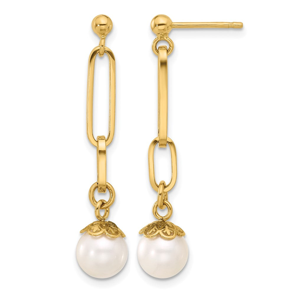 Leslie's 14K Polished Freshwater Cultured Pearl Post Dangle Earrings - Product Photo