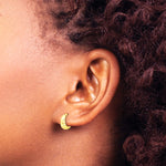 14K Yellow Gold Polished and Diamond-cut Huggie Hoop Earrings - Product Photo