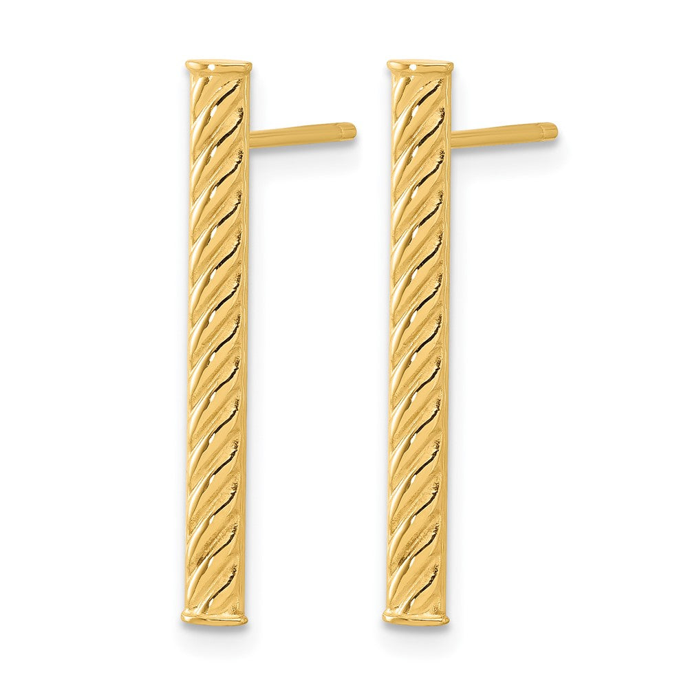 Leslie's 14K Polished and Textured Bar Post Earrings - Product Photo