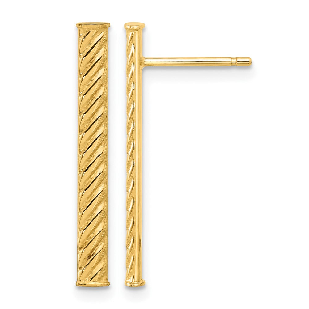 Leslie's 14K Polished and Textured Bar Post Earrings - Product Photo