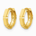 14K Yellow Gold Polished and Diamond-cut Huggie Hoop Earrings - Product Photo