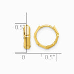 14K Yellow Gold Polished and Diamond-cut Huggie Hoop Earrings - Product Photo