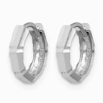 14K White Gold Polished/Diamond-cut Huggie Hoop Earrings - Product Photo