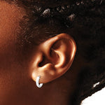 14K White Gold Polished/Diamond-cut Huggie Hoop Earrings - Product Photo