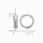 14K White Gold Polished/Diamond-cut Huggie Hoop Earrings - Product Photo