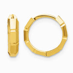 14K Yellow Gold Polished and Diamond-cut Huggie Hoop Earrings - Product Photo