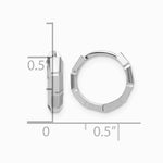 14K White Gold Polished/Diamond-cut Huggie Hoop Earrings - Product Photo