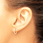 14K Rose Gold Polished and Textured Huggie Hoop Earrings - Product Photo