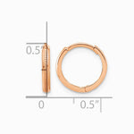 14K Rose Gold Polished and Textured Huggie Hoop Earrings - Product Photo