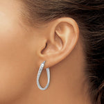 Leslie's 14K w/ White Rhodium Plating Polished & D/C Twist Hoop Earrings - Product Photo