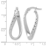 Leslie's 14K w/ White Rhodium Plating Polished & D/C Twist Hoop Earrings - Product Photo