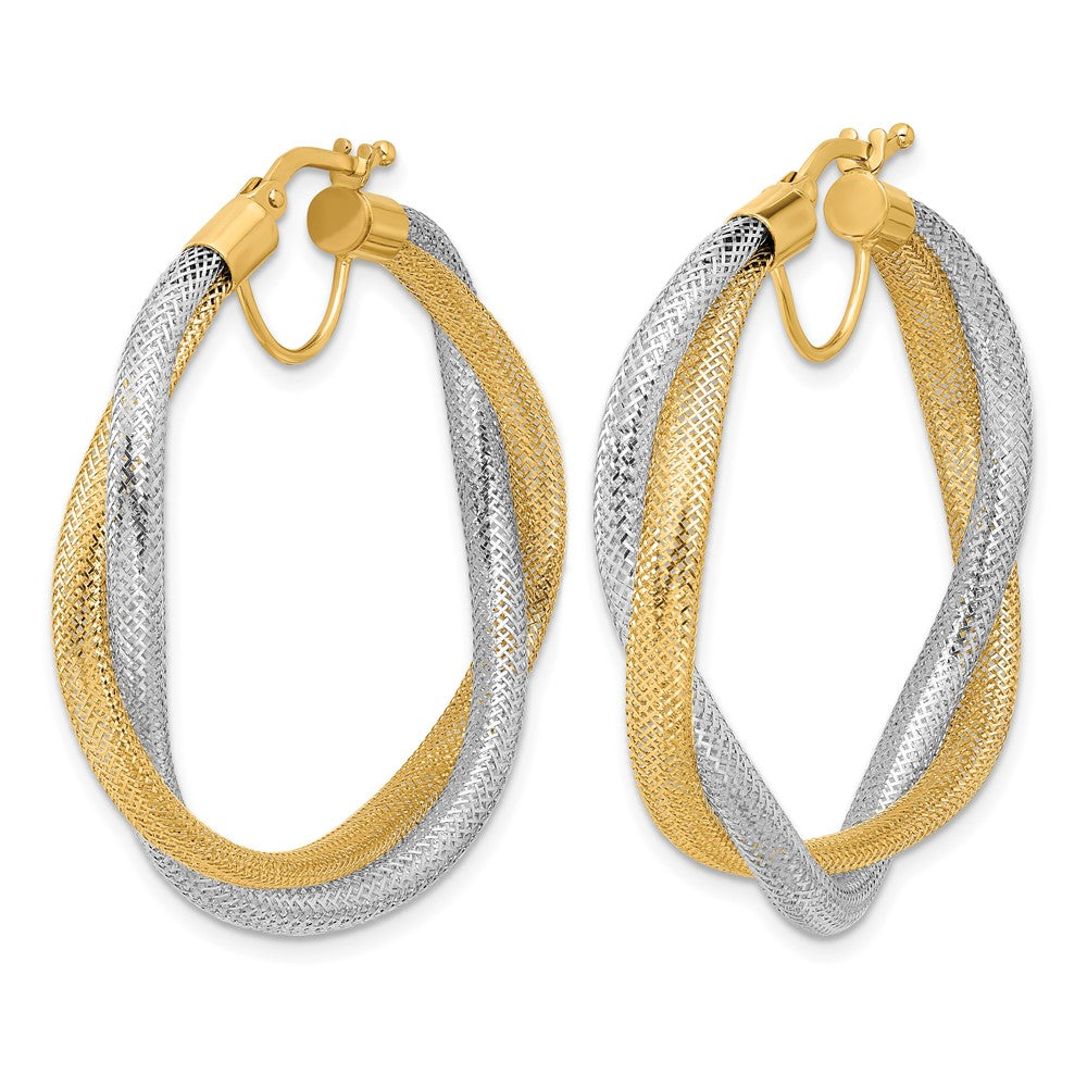 Leslie's 14K w/Rhodium Braided Mesh Stretch Hoop Earrings - Product Photo