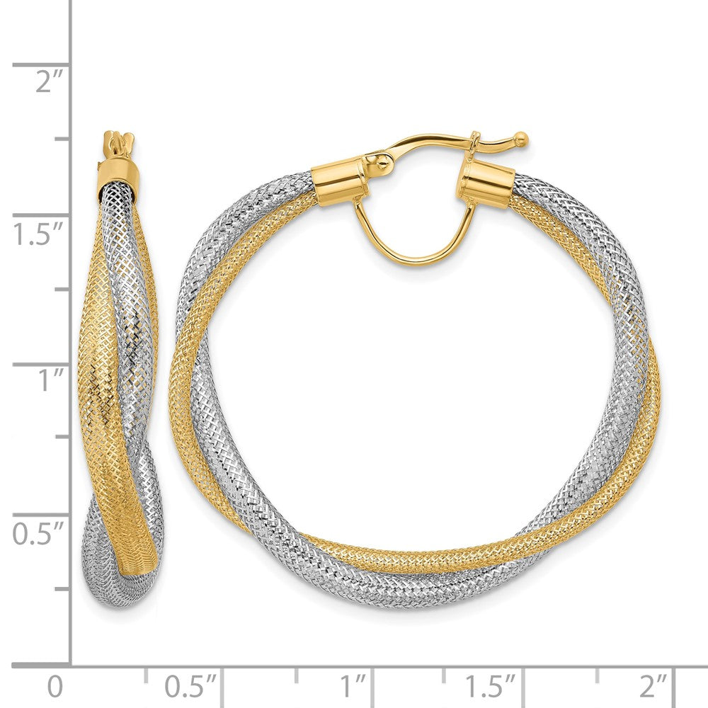 Leslie's 14K w/Rhodium Braided Mesh Stretch Hoop Earrings - Product Photo