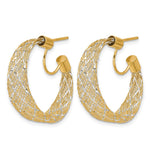 14K Yellow & Rhodium with Rhodium Braided Mesh Stretch Post Hoop Earrings - Product Photo