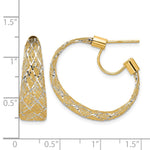 14K Yellow & Rhodium with Rhodium Braided Mesh Stretch Post Hoop Earrings - Product Photo