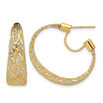 14K Yellow & Rhodium with Rhodium Braided Mesh Stretch Post Hoop Earrings - Product Photo