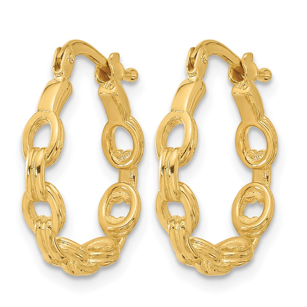 Leslie's 14K Polished Link Design Hoop Earrings - Product Photo