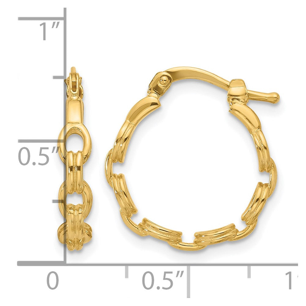 Leslie's 14K Polished Link Design Hoop Earrings - Product Photo