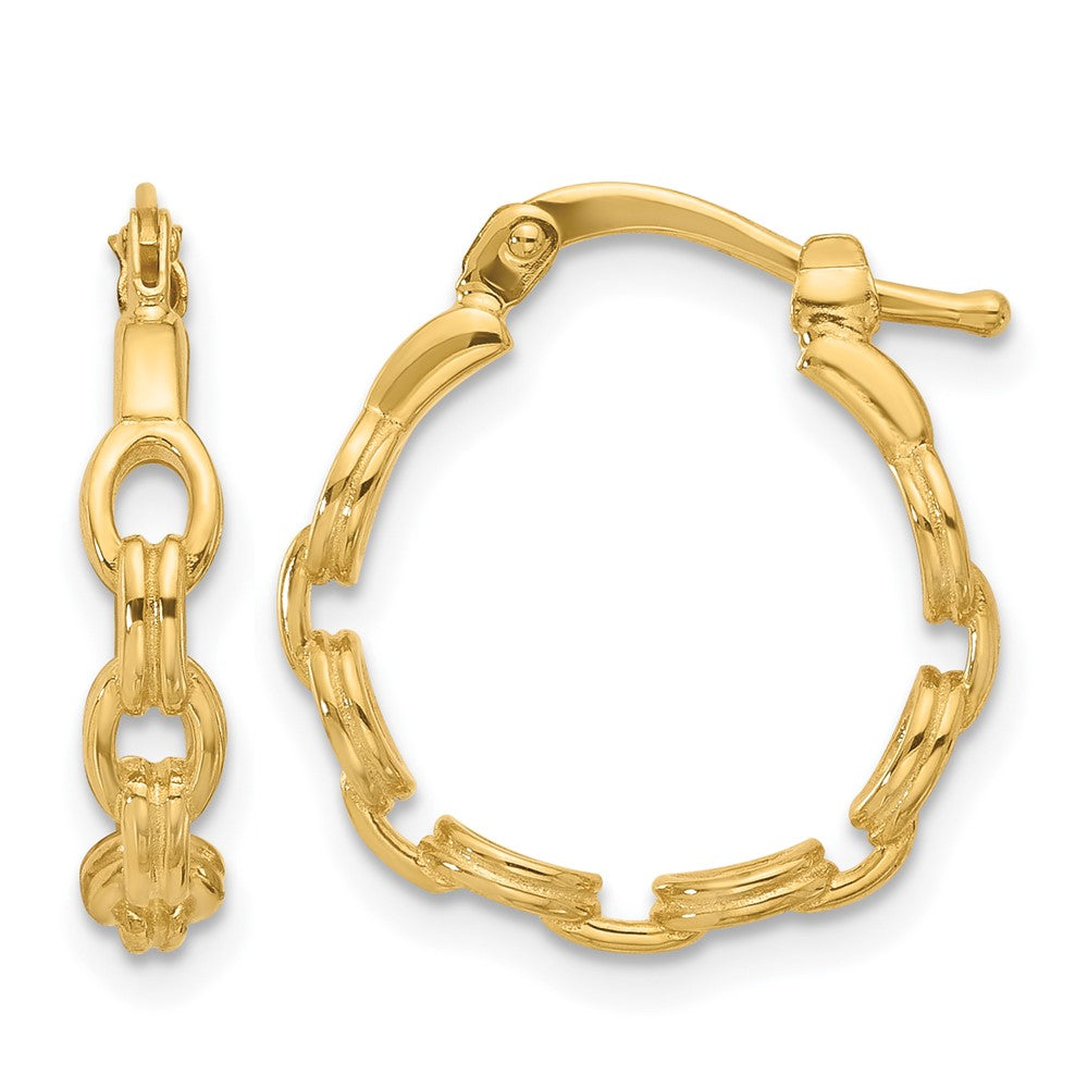 Leslie's 14K Polished Link Design Hoop Earrings - Product Photo