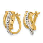 Leslie's 14K Polished with Crystals Fancy Wave Hoop Earrings - Product Photo