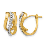 Leslie's 14K Polished with Crystals Fancy Wave Hoop Earrings - Product Photo