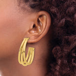 Leslie's 14K Polished 3-Row J-Hoop Post Earrings - Product Photo