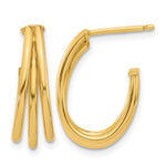 Leslie's 14K Polished 3-Row J-Hoop Post Earrings - Product Photo