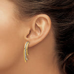 Leslie's 14K Polished with Crystals 3-Row Drop Post Earrings - Product Photo