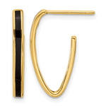 Leslie's 14K Polished with Black Enamel Oval J-hoop Post Earrings - Product Photo