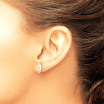 14K White Gold Polished and Diamond-cut Leaf Post Earrings - Product Photo
