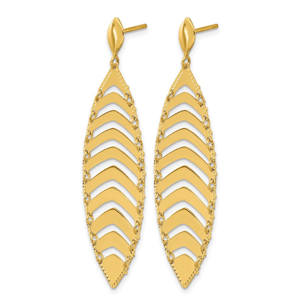 Leslie's 14k Polished D/C Post Dangle Leaf Earrings - Product Photo