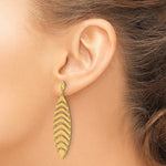 Leslie's 14k Polished D/C Post Dangle Leaf Earrings - Product Photo