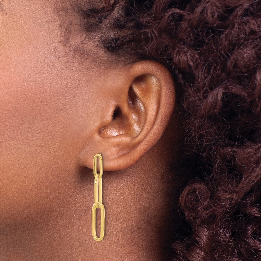 Leslie's 14k Polished Paperclip Link Post Dangle Earrings - Product Photo