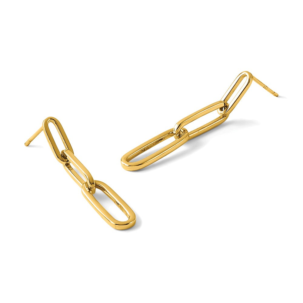 Leslie's 14k Polished Paperclip Link Post Dangle Earrings - Product Photo