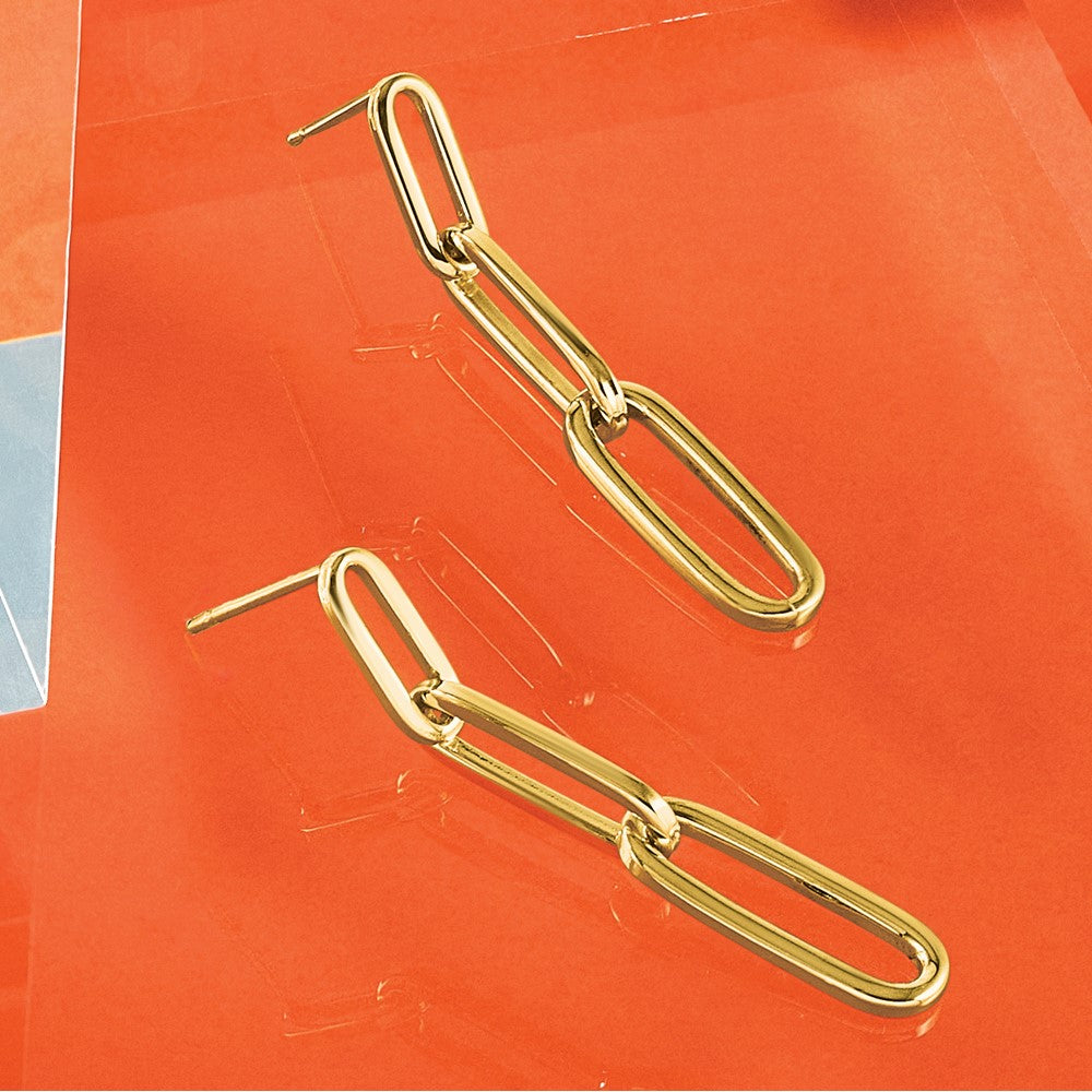 Leslie's 14k Polished Paperclip Link Post Dangle Earrings - Product Photo
