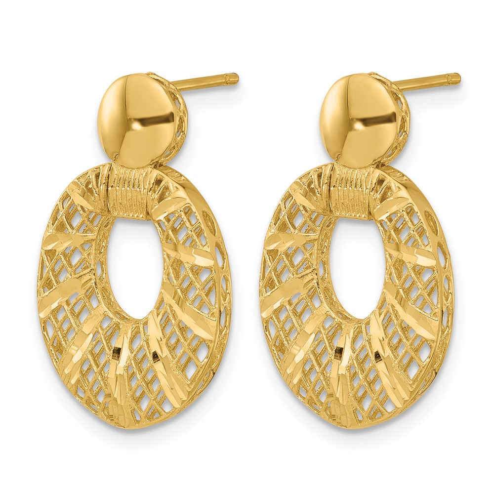 Leslie's 14k Polished D/C Oval Post Dangle Earrings - Product Photo