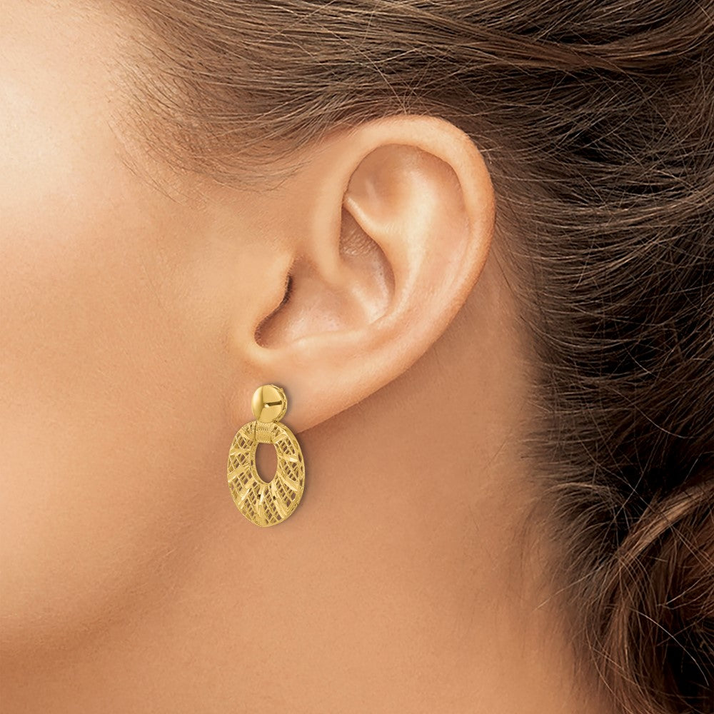 Leslie's 14k Polished D/C Oval Post Dangle Earrings - Product Photo
