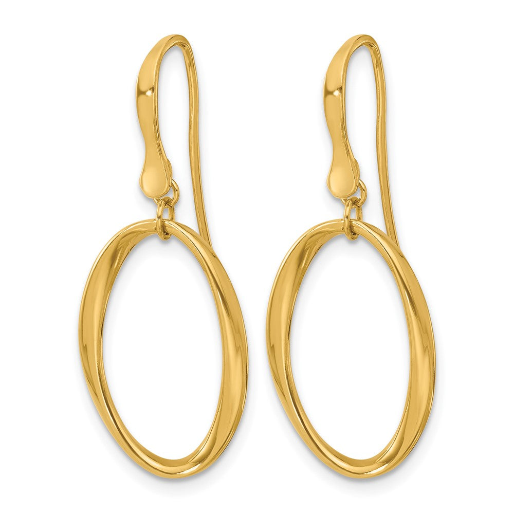 Leslie's 14k Polished Oval Shepherd Hook Dangle Earrings - Product Photo