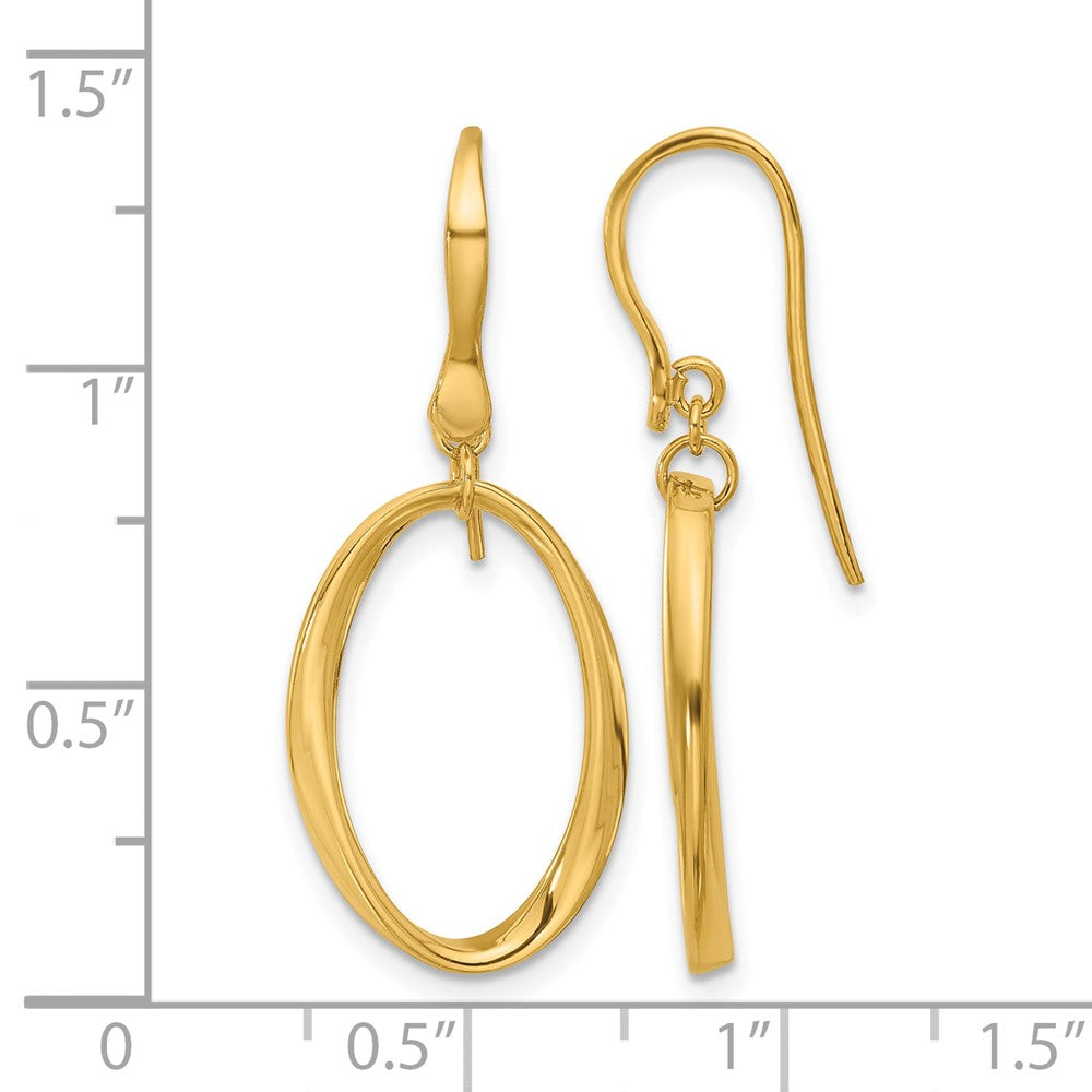 Leslie's 14k Polished Oval Shepherd Hook Dangle Earrings - Product Photo