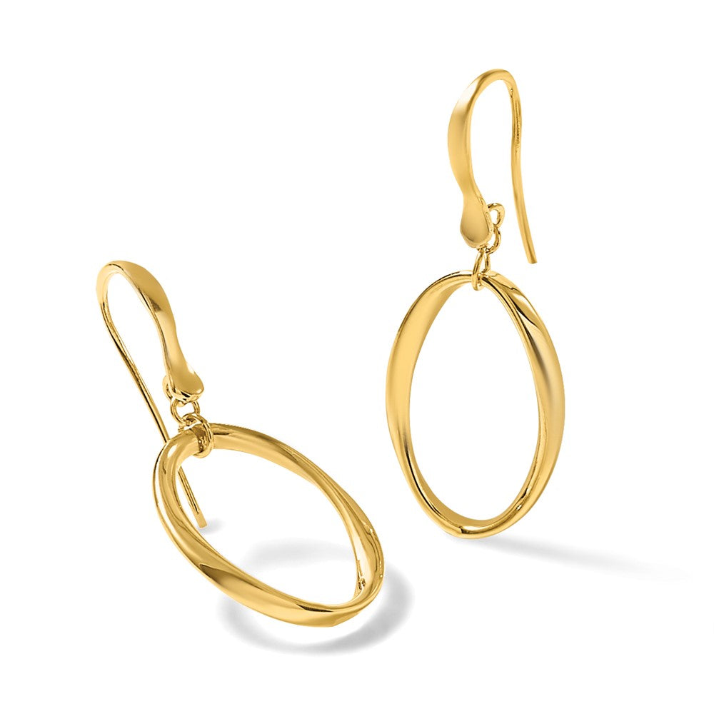 Leslie's 14k Polished Oval Shepherd Hook Dangle Earrings - Product Photo