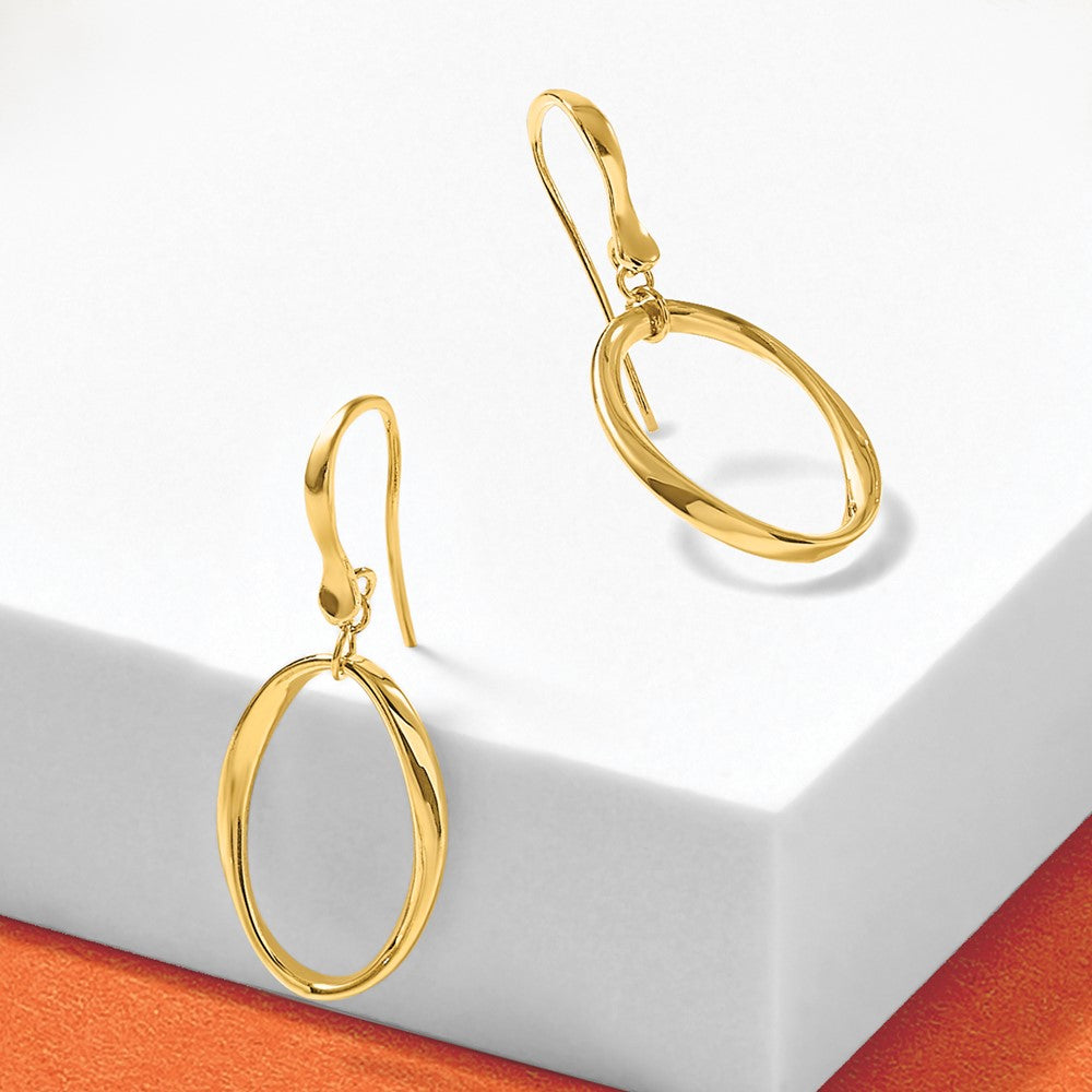 Leslie's 14k Polished Oval Shepherd Hook Dangle Earrings - Product Photo