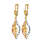 Leslie's 14K Tri-Color Polished Dangle Leverback Earrings - Product Photo