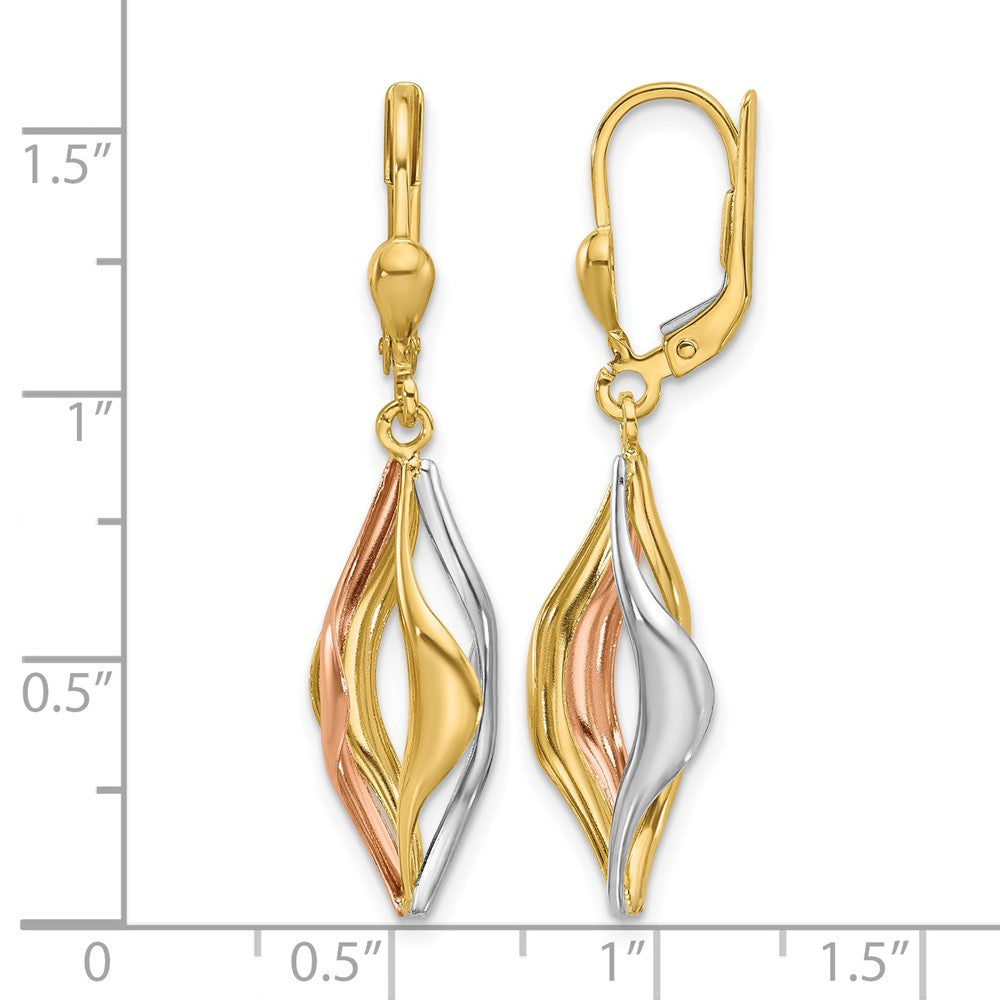 Leslie's 14K Tri-Color Polished Dangle Leverback Earrings - Product Photo
