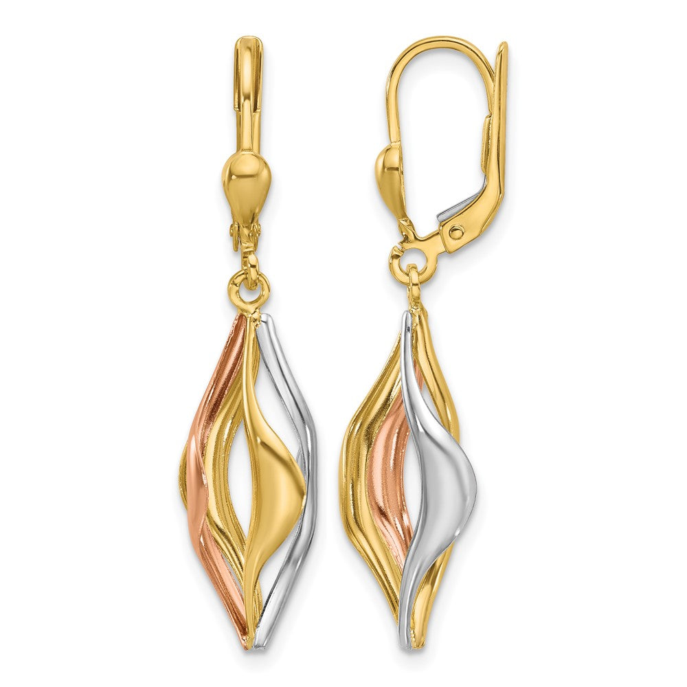 Leslie's 14K Tri-Color Polished Dangle Leverback Earrings - Product Photo