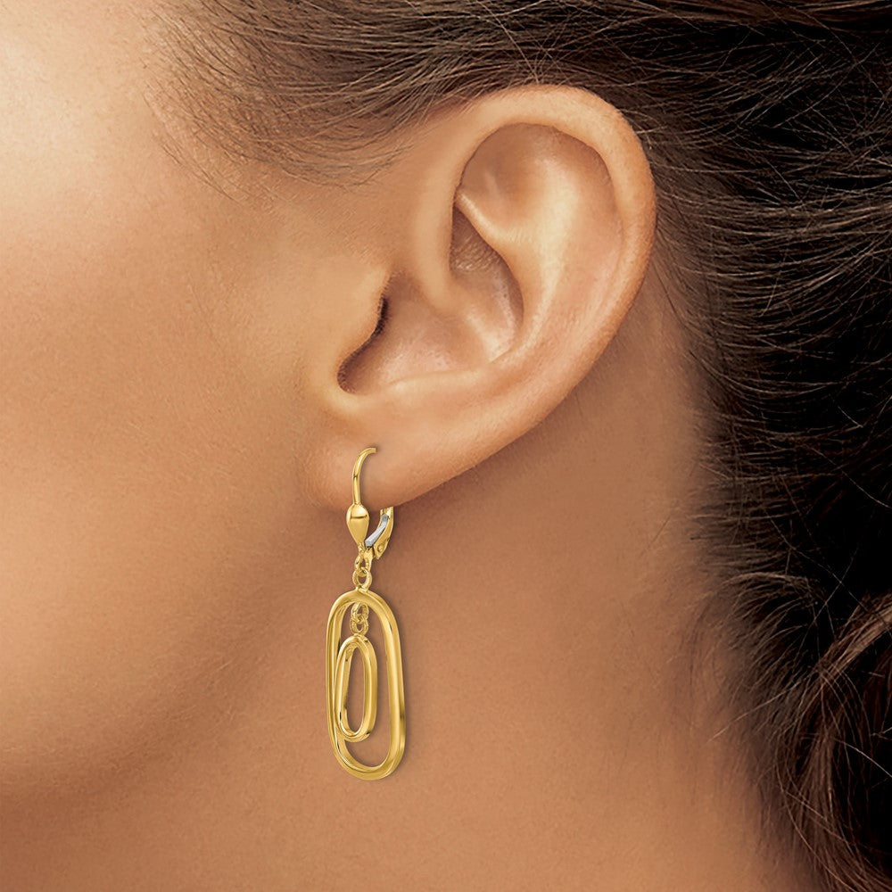 Leslie's 14K Polished Ovals Dangle Leverback Earrings - Product Photo
