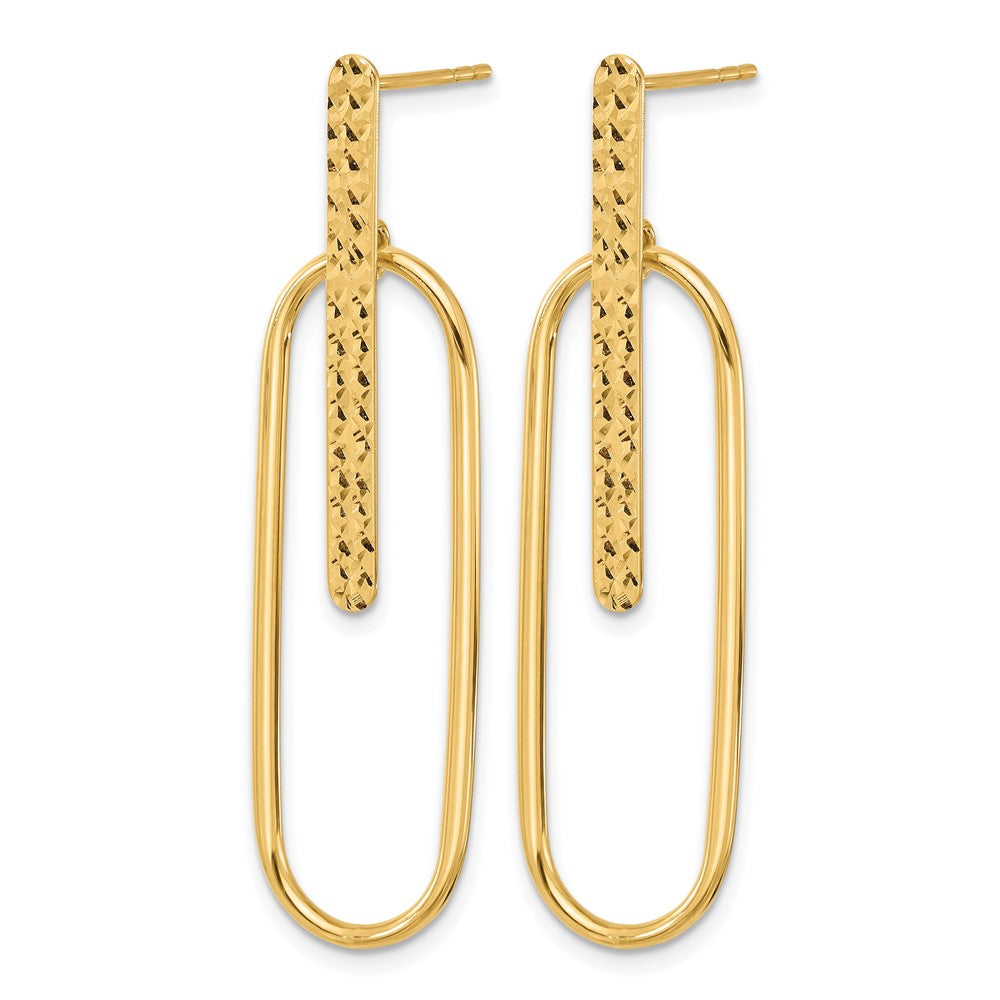 Leslie's 14K Polished and Diamond-cut Oval Dangle Post Earrings - Product Photo